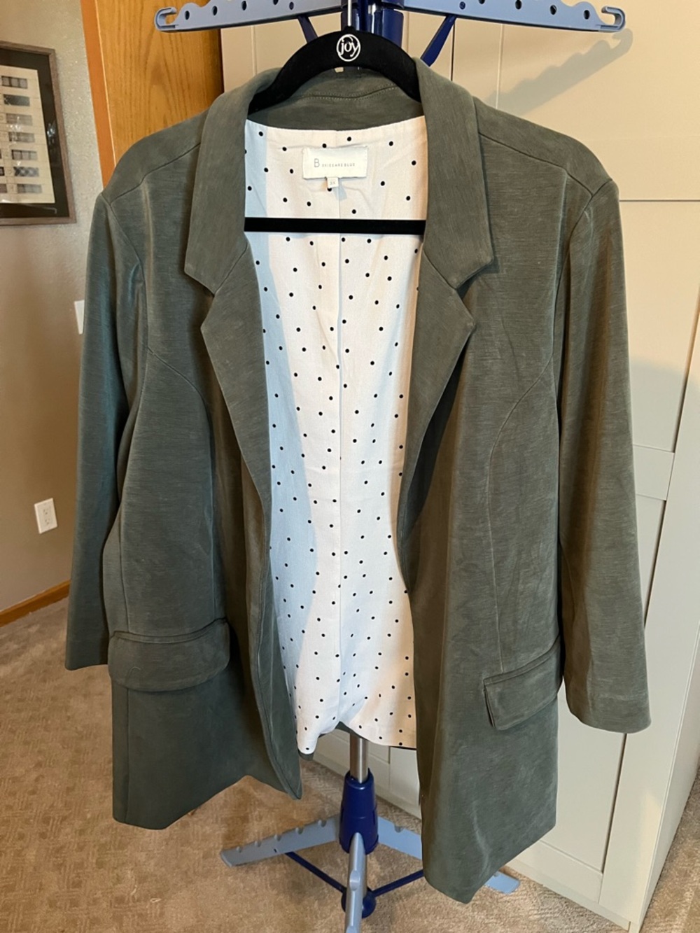 Skies Are Blue Olive Green Open-Front Blazer